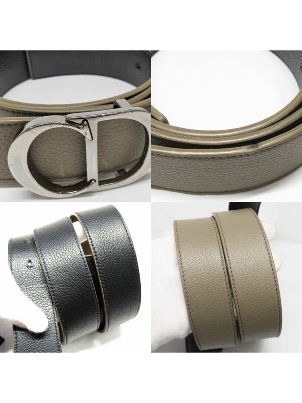 Dior CD Icon Logo Buckle Silver Metal External Belt Reversible Black - Picture 8 of 10